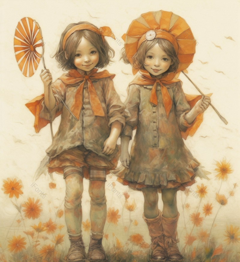儿童兄妹同学朋友小朋友孩子风车两人插画,插画/手绘图,插画/手绘图库,插画/手绘图下载,插画/手绘